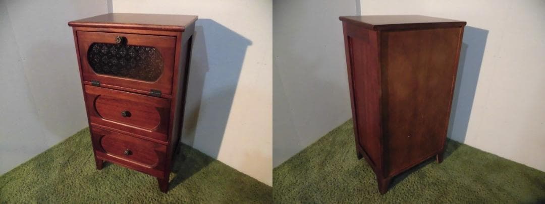 アウトレット全国一律送料無料【桐】★レトロモダン天然木チェスト3段【ブラウン】