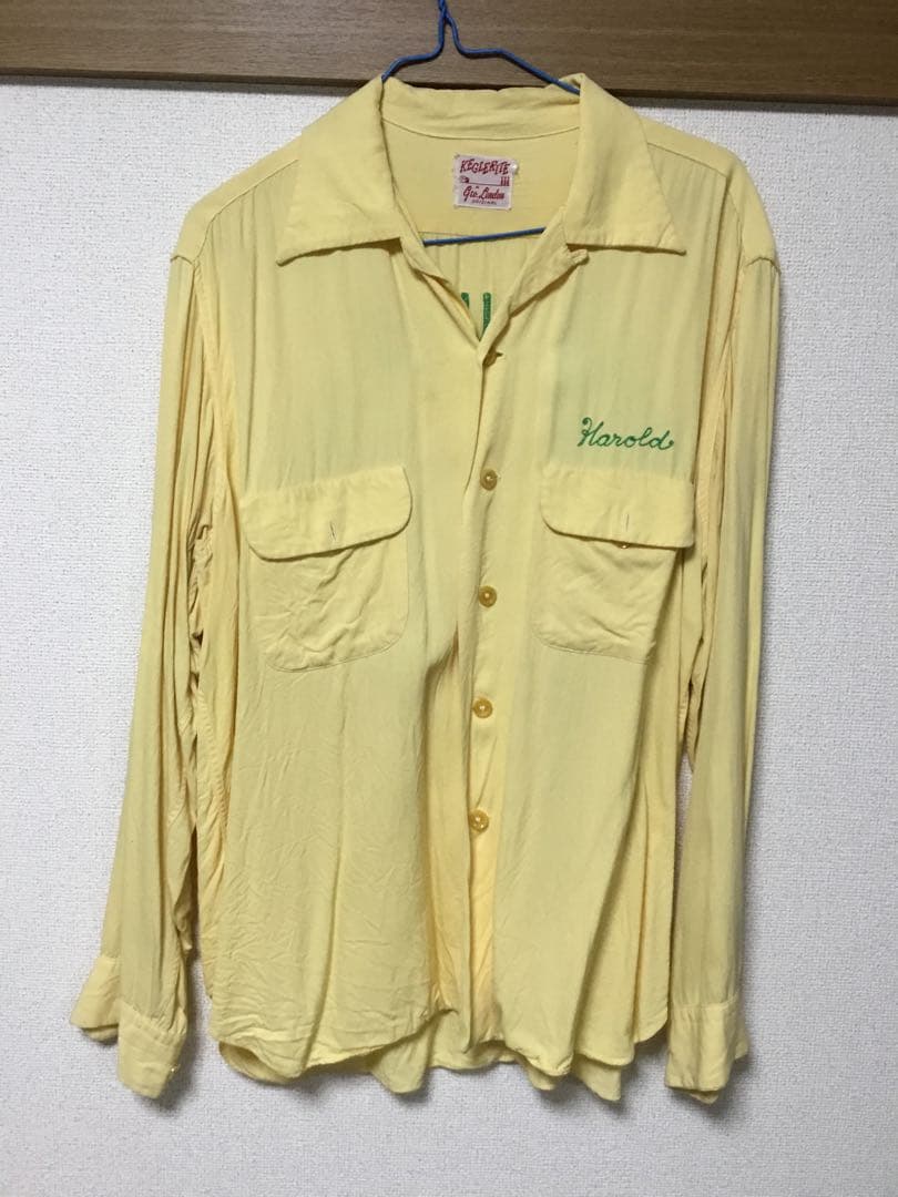 ボーリングシャツ長袖ギャバシャツ　ビンテージ　50S ロカビリー