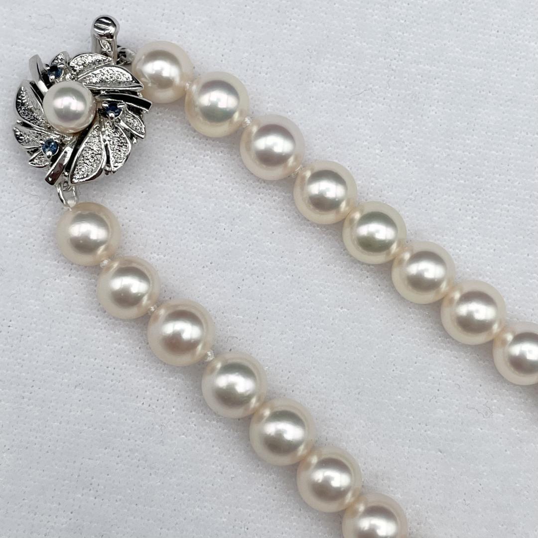 アコヤ真珠 花珠 真珠総合研究所鑑別書 約7-7.5 ネックレス Silver