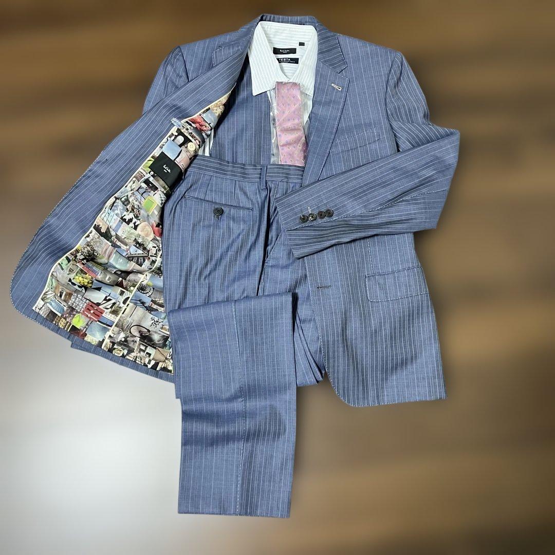 Paul Smith ロロピアーナストライプスーツ ブルー　セット売り