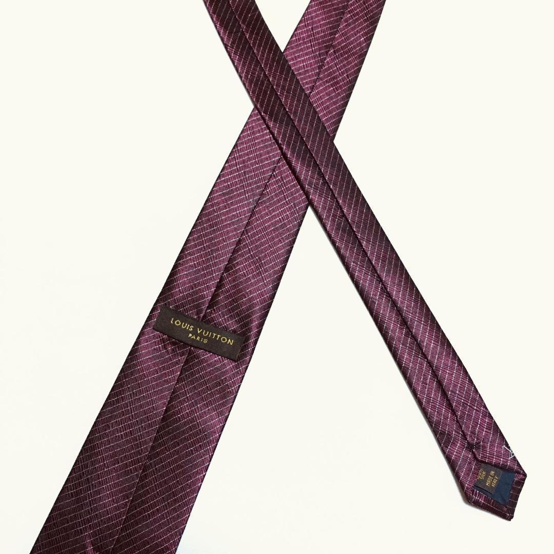 未使用級 ルイヴィトン Louis Vuitton ネクタイ ワインレッド