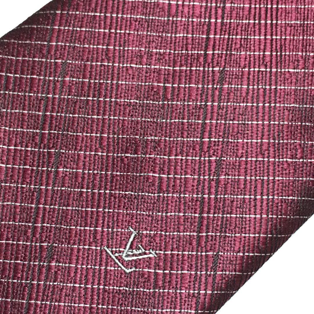 未使用級 ルイヴィトン Louis Vuitton ネクタイ ワインレッド
