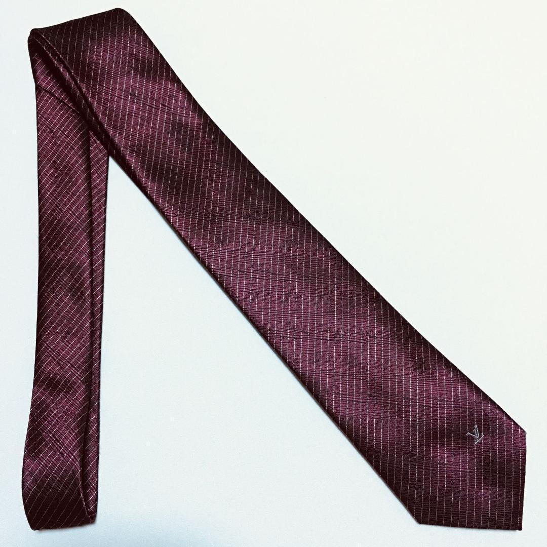 未使用級 ルイヴィトン Louis Vuitton ネクタイ ワインレッド