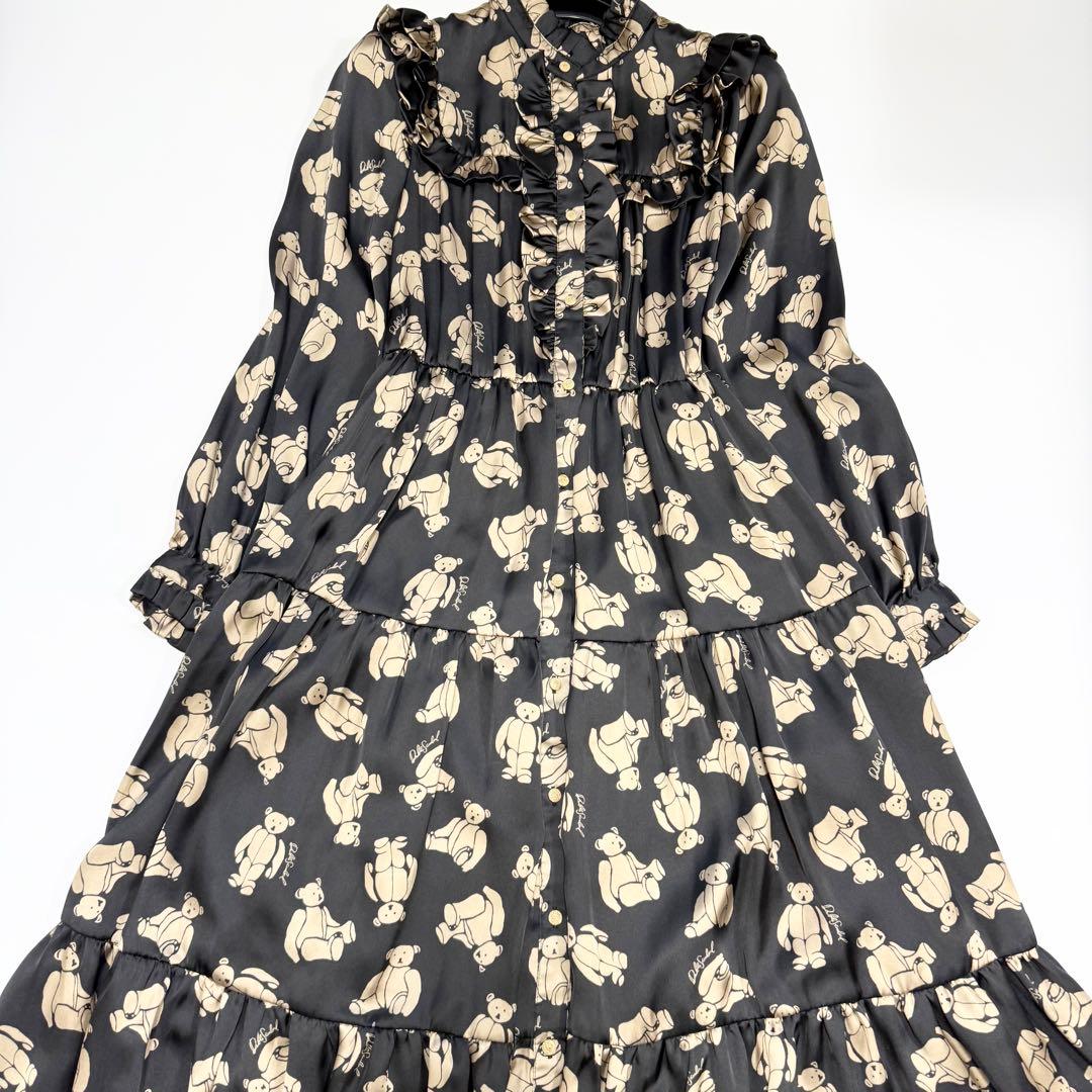 【美品✨】ダブルスタンダードクロージング　テディベア柄ロングワンピース　38