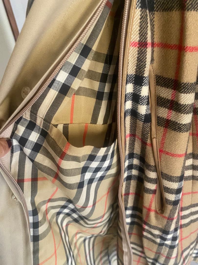 トレンチコート ベージュ チェック柄