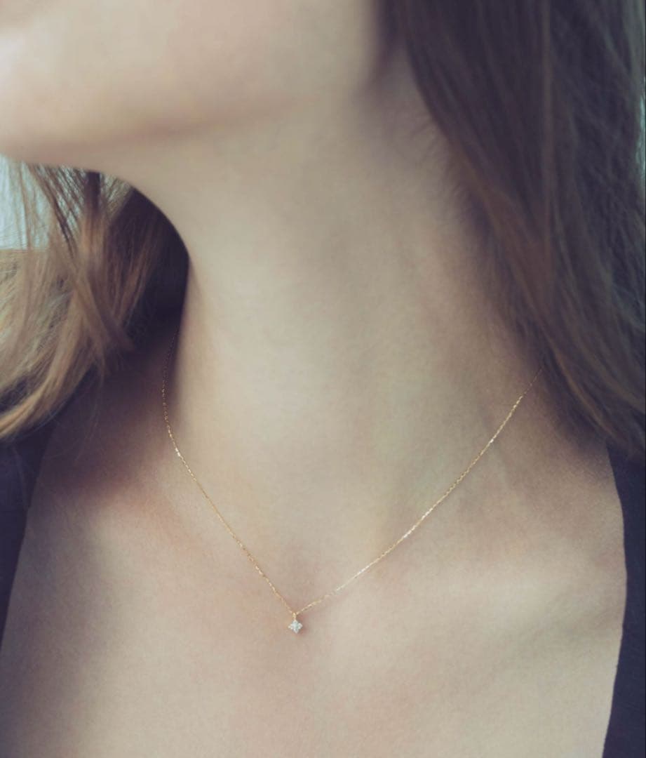 【る】K18MPG レイヤー ダイヤモンド フローレット ネックレス