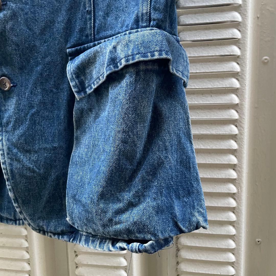 80-90s ラルフローレン USA製　デニムテーラードJKT L 三角タグ