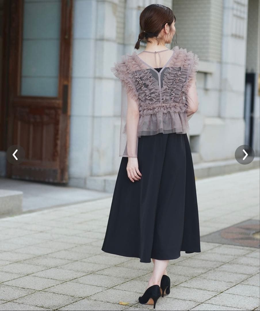 ニッセン ドレス チュールフリルベスト＋フレアワンピース 3L