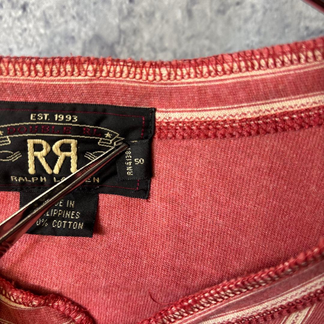 RRL Ralph Lauren ヘンリーネック ストライプ長袖カットソー L