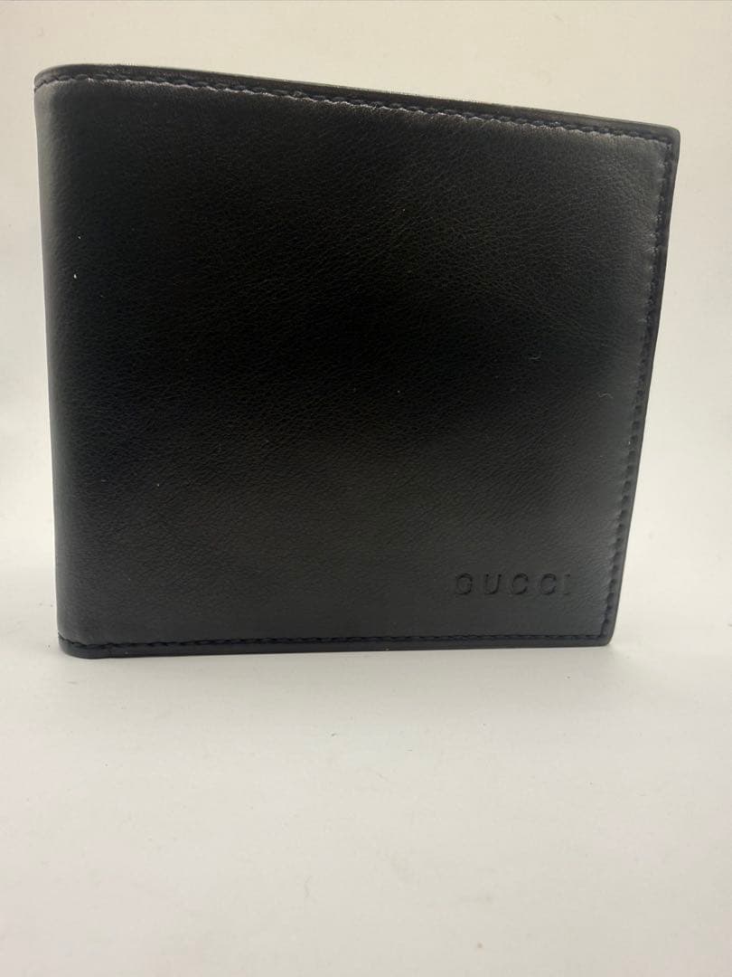 GUCCI メンズ 二つ折り財布 レザー ブラック 箱付き