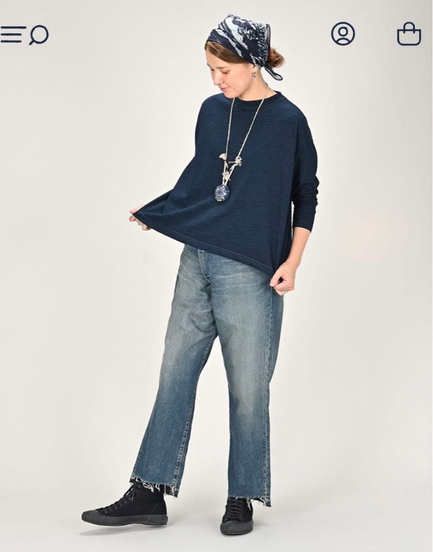 45R 天竺のMシャツ(インディゴ) 45R tシャツ　　　ぺーぺーくん刺繍