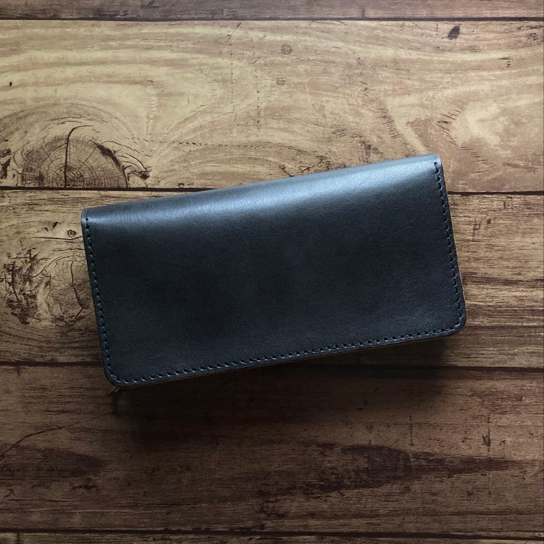 国産ステアハイド トラッカーウォレット180（ロング）3層カスタム 茶芯ブラック