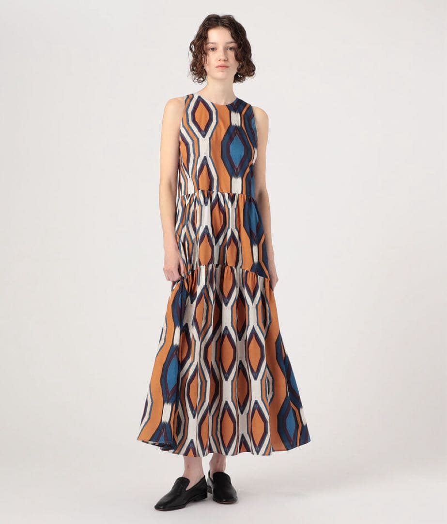 専用CABAN コットンストレッチ トライバルプリントロングワンピース