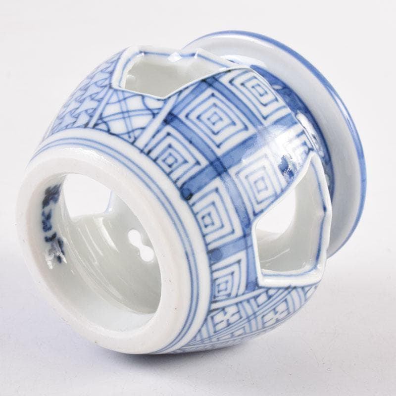 茶道具　京焼　平安昭阿弥造　染付　花草文　蓋置　共箱　V　8421