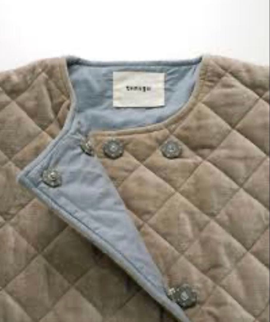 tumugu コットンベルベットキルティングコート　グレージュ