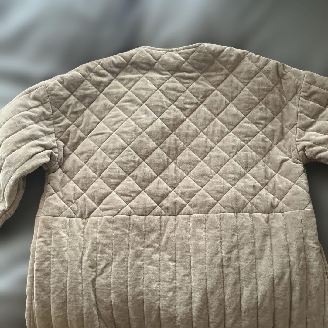 tumugu コットンベルベットキルティングコート　グレージュ