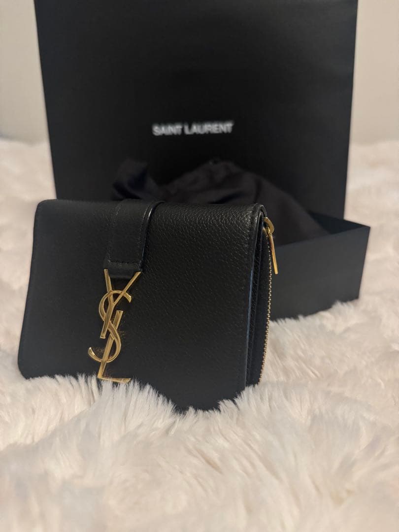 さだ　SAINT LAURENT ブラック 二つ折り財布