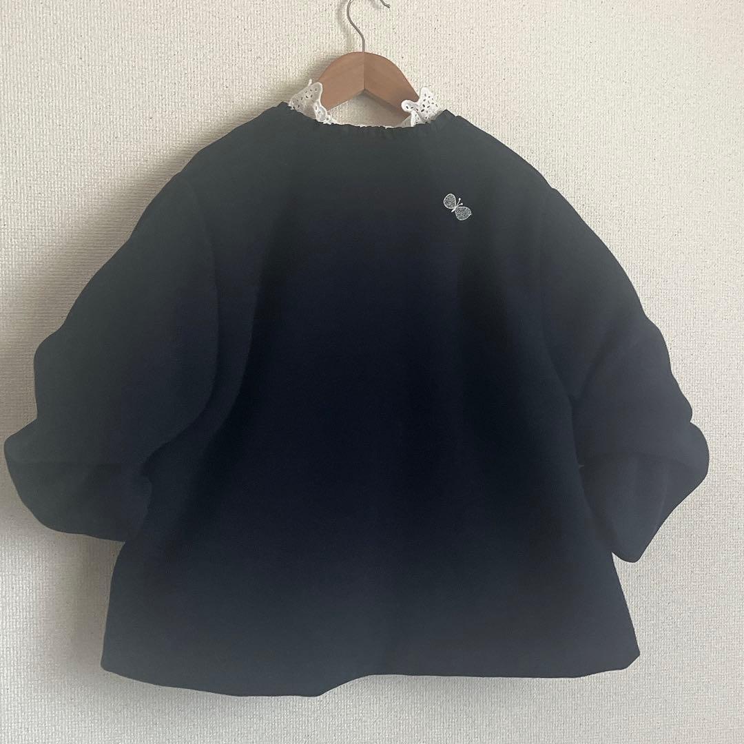 ミナペルホネン　タンバリン　choucho 紺　ウール ジャケット　ハンドメイド