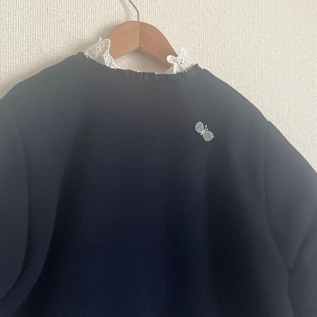 ミナペルホネン　タンバリン　choucho 紺　ウール ジャケット　ハンドメイド