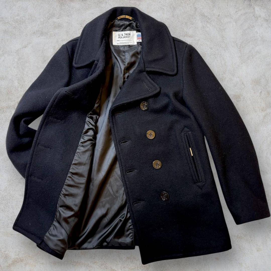 美品 Schott ダブルブレスト 38 PEA JAKET USA 紺 ④