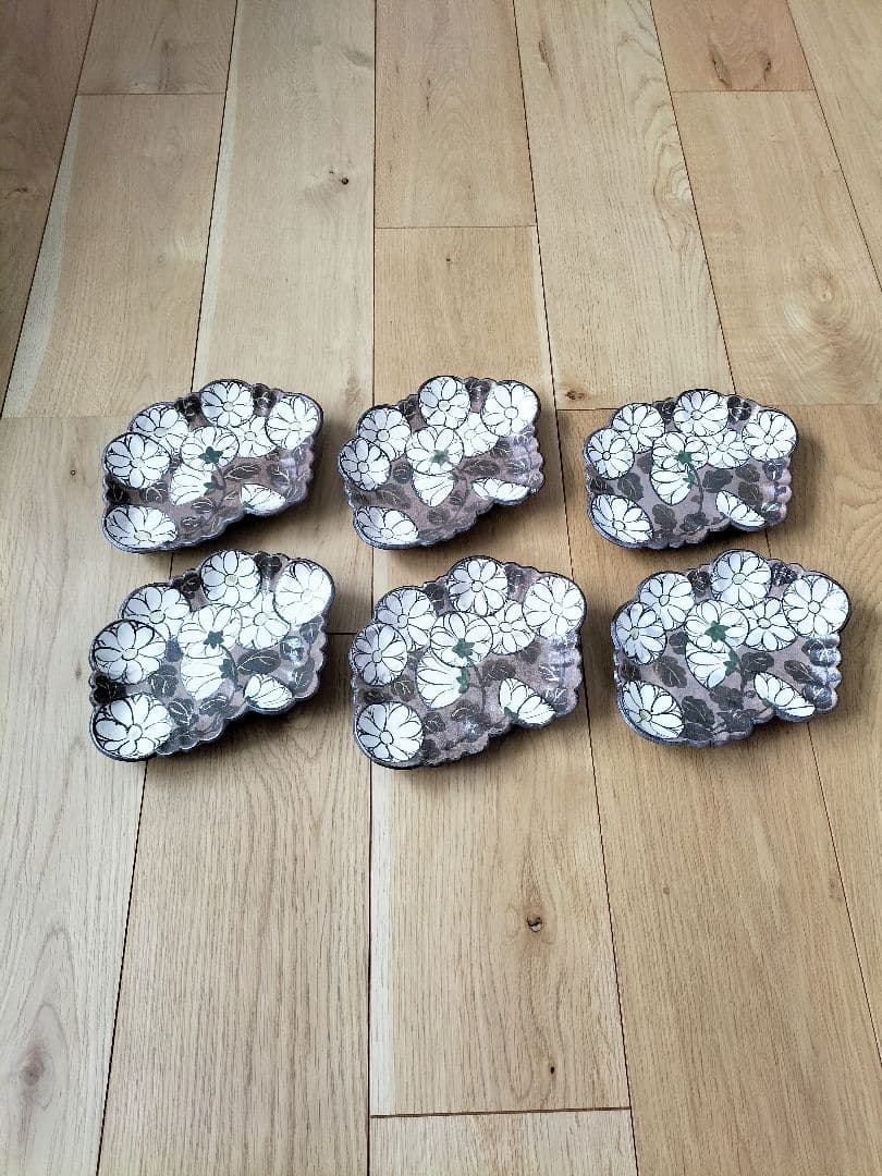 京焼 清水焼 乾山写し玉菊 向付 6枚セット 新品・未使用