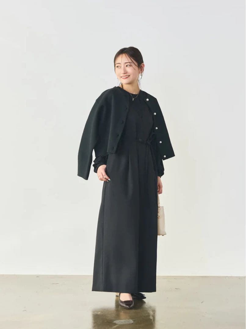 【新品/タグ付】COHINA シフォンドッキングオールインワン　BK　short