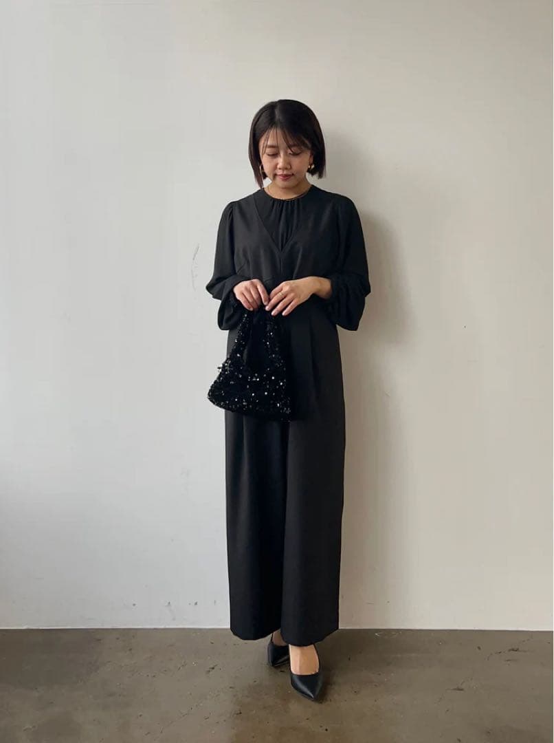 【新品/タグ付】COHINA シフォンドッキングオールインワン　BK　short