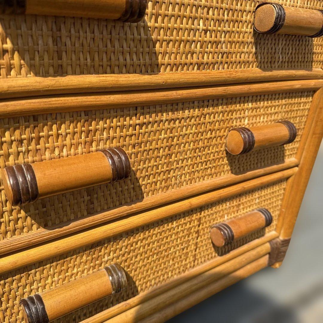 レトロ　ラタン製 10引き出しチェスト