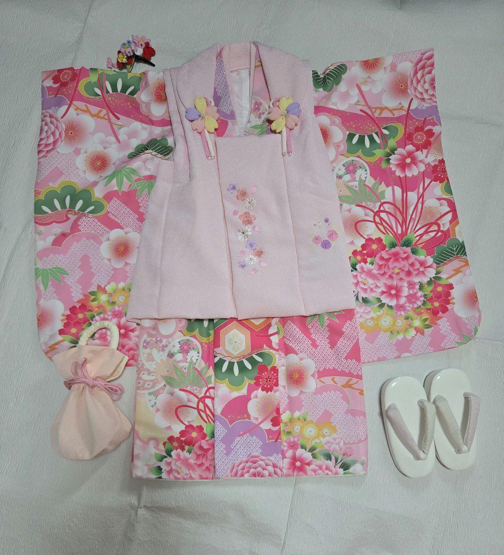 3歳☆式部浪漫 七五三 着物被布セット くす玉ピンク