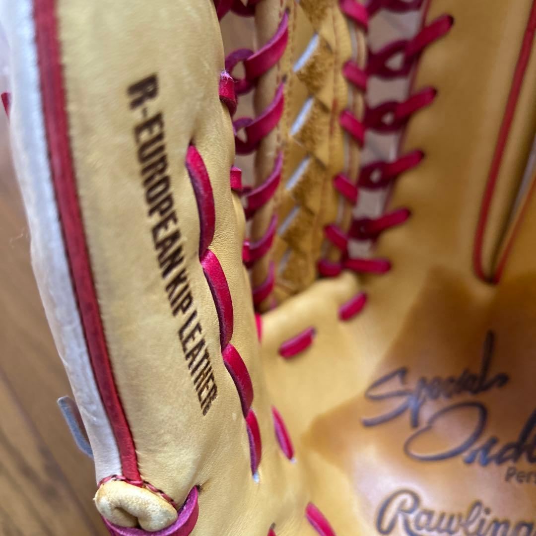 Rawlings 硬式グローブ ベージュ/赤 阪神今岡選手グラブ