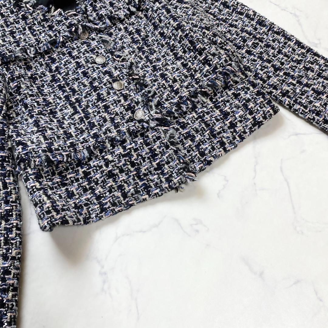 アナイ ジュール トゥルニエ ファンシーツイード ノーカラージャケット 38