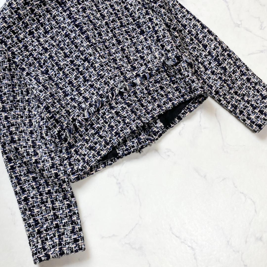 アナイ ジュール トゥルニエ ファンシーツイード ノーカラージャケット 38