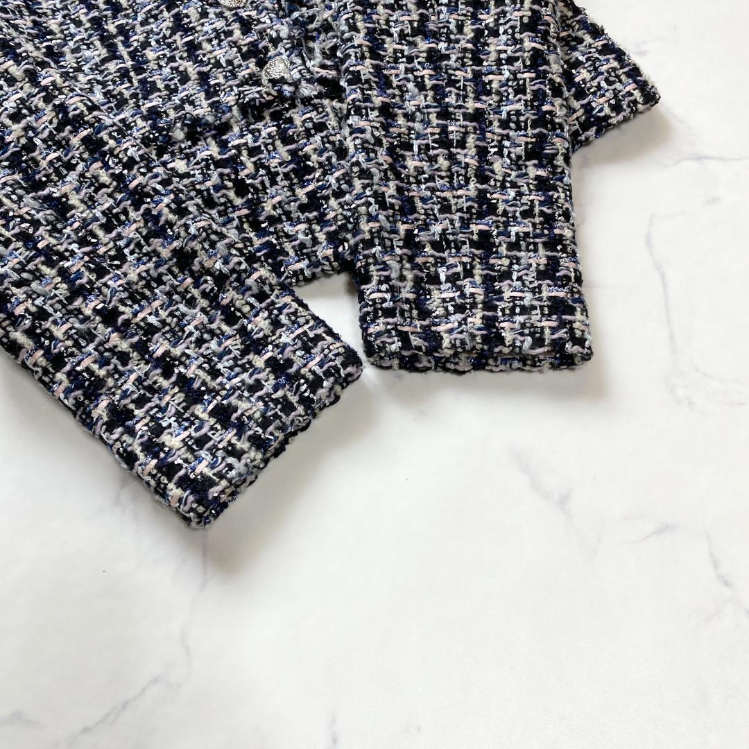 アナイ ジュール トゥルニエ ファンシーツイード ノーカラージャケット 38