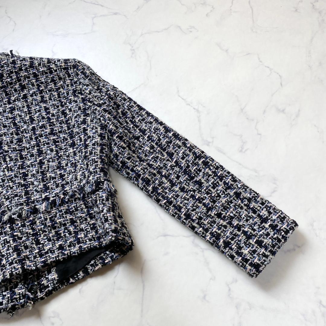 アナイ ジュール トゥルニエ ファンシーツイード ノーカラージャケット 38