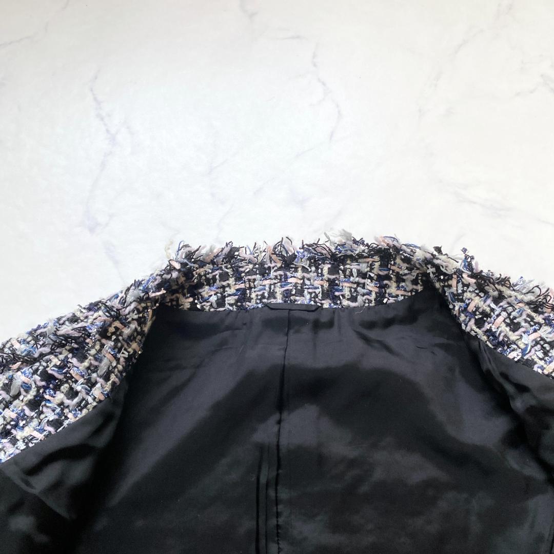 アナイ ジュール トゥルニエ ファンシーツイード ノーカラージャケット 38