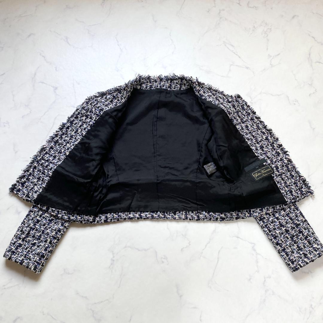 アナイ ジュール トゥルニエ ファンシーツイード ノーカラージャケット 38