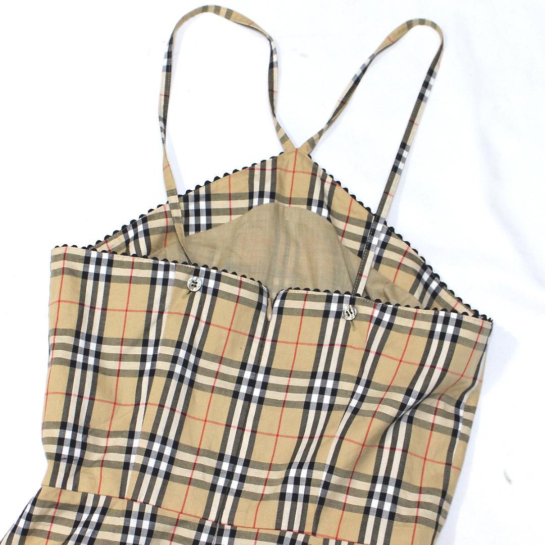 美品 バーバリー キャミソール ワンピース ミニ丈ノバチェック ベージュ 38