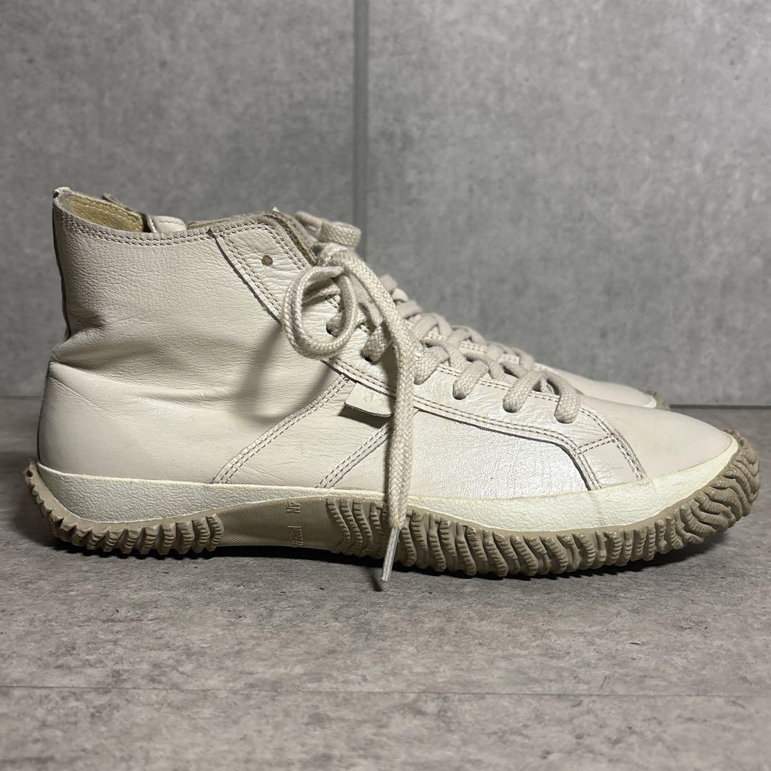 スピングルムーブ サイドジップ レザー 本革 スニーカー S アイボリー系