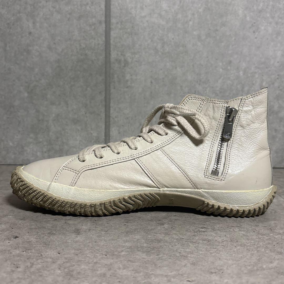 スピングルムーブ サイドジップ レザー 本革 スニーカー S アイボリー系