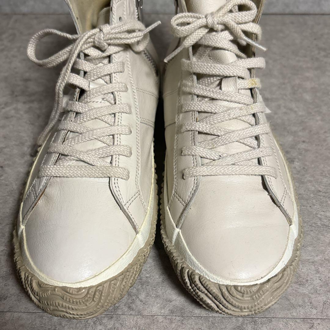 スピングルムーブ サイドジップ レザー 本革 スニーカー S アイボリー系