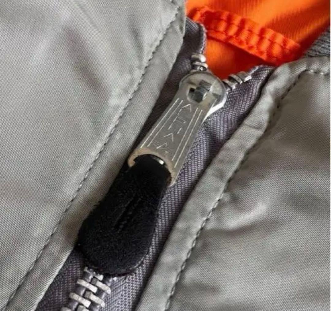 90s　アルファインダストリーズ　USA製　シルバー　MA-1　ジャケット　M