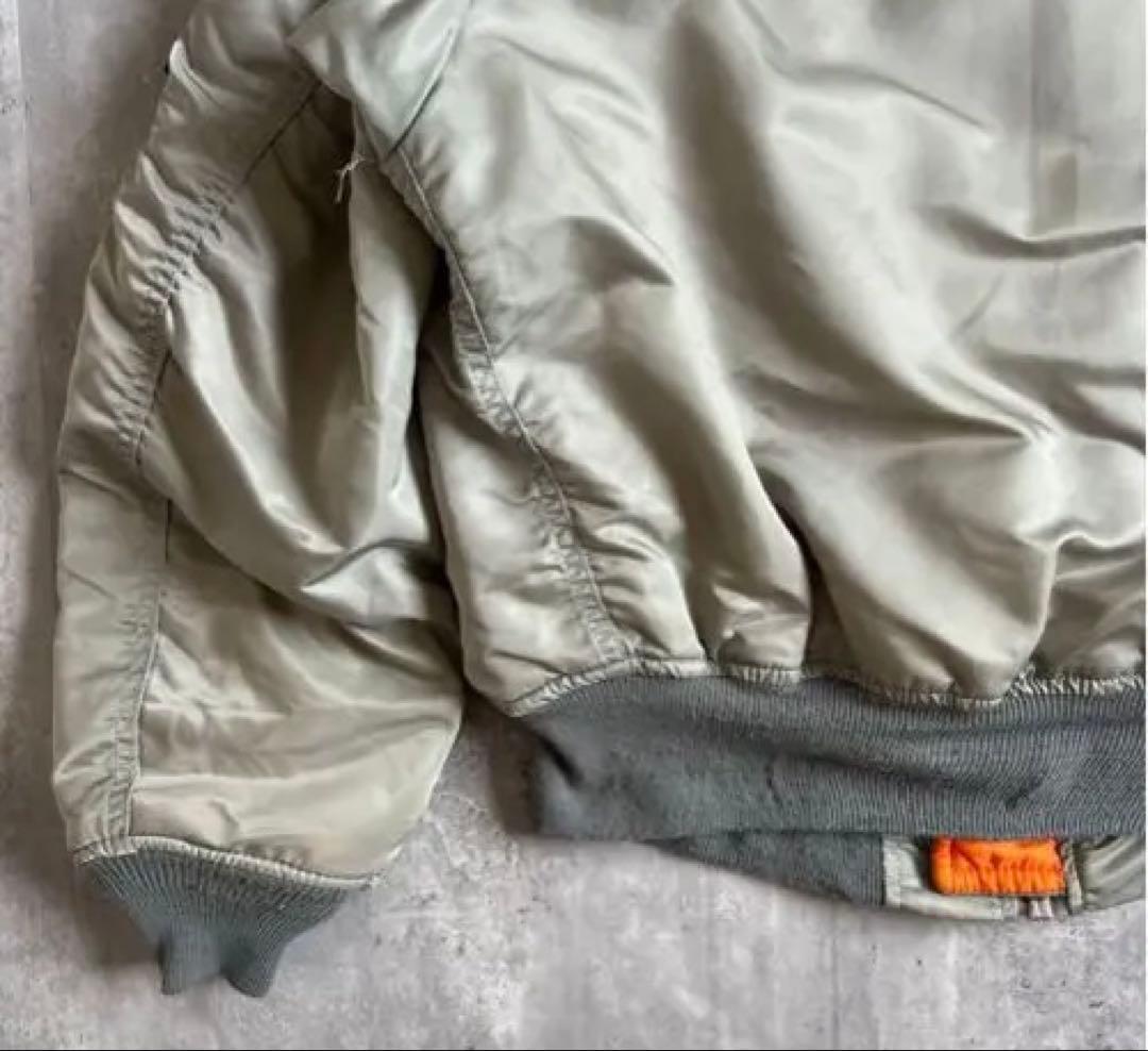 90s　アルファインダストリーズ　USA製　シルバー　MA-1　ジャケット　M