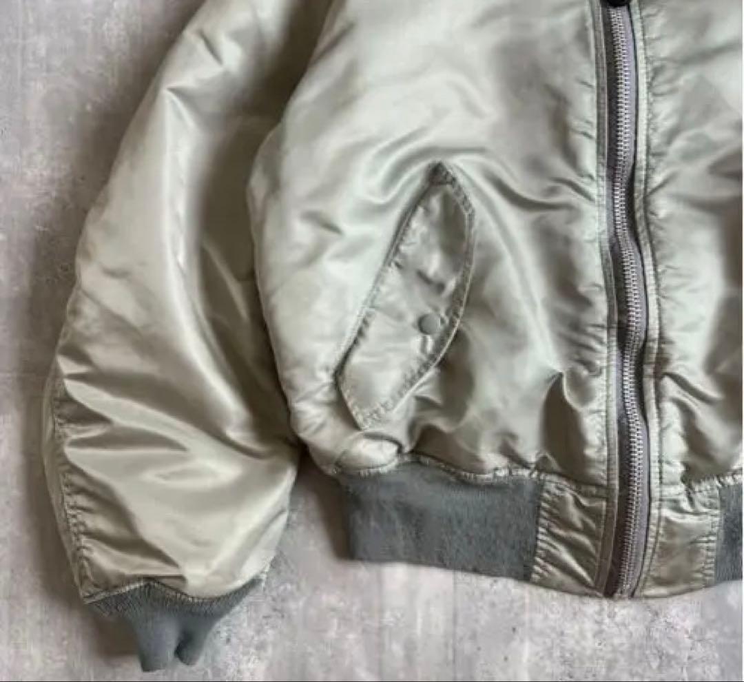 90s　アルファインダストリーズ　USA製　シルバー　MA-1　ジャケット　M