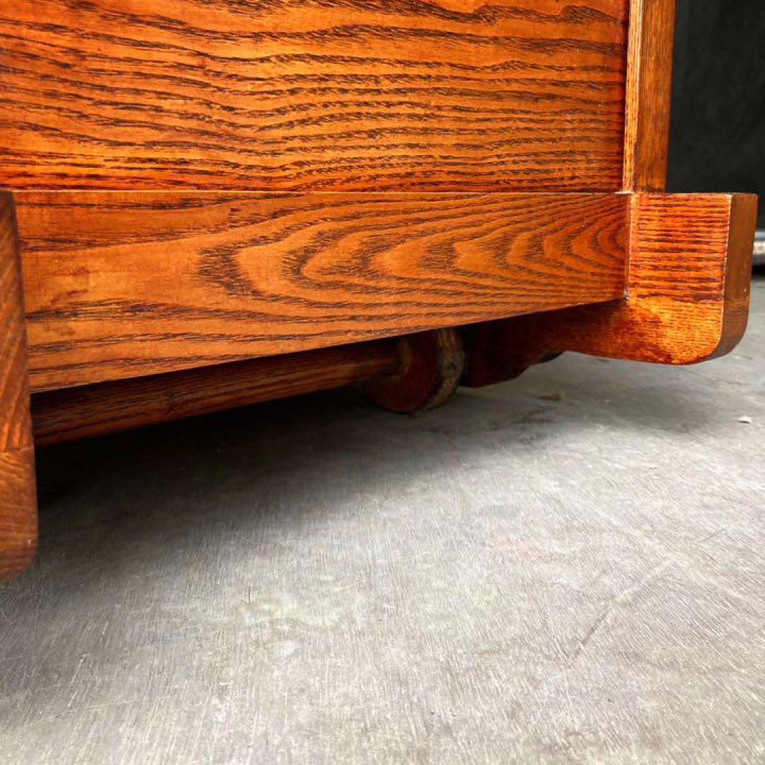 取付無料！民芸家具 楡(ニレ)材総無垢 和モダン アンティーク車箪笥 和ダンス✨