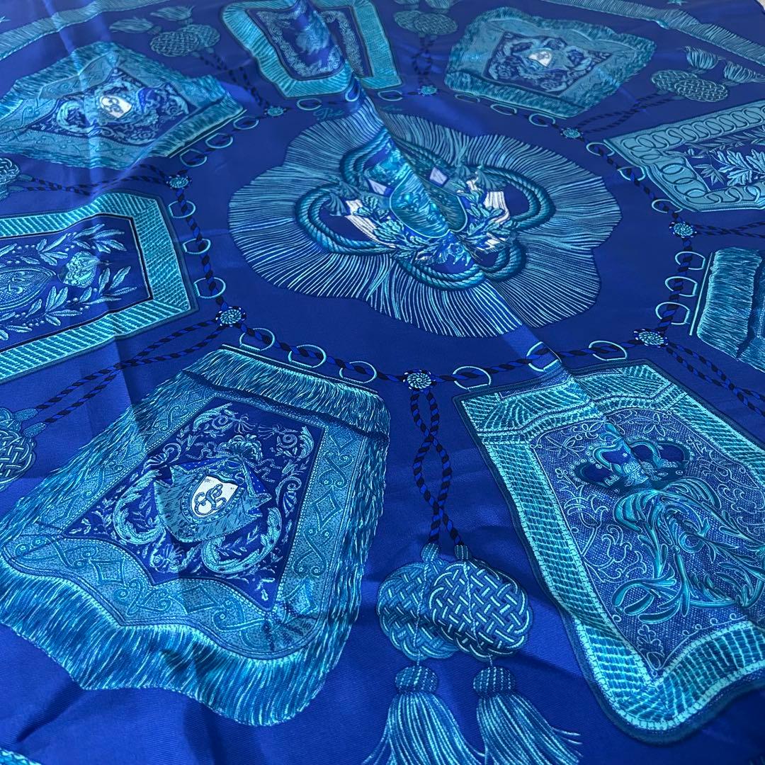 HERMES PARIS 大判スカーフ \"アトランティス\" シルク OCEAN