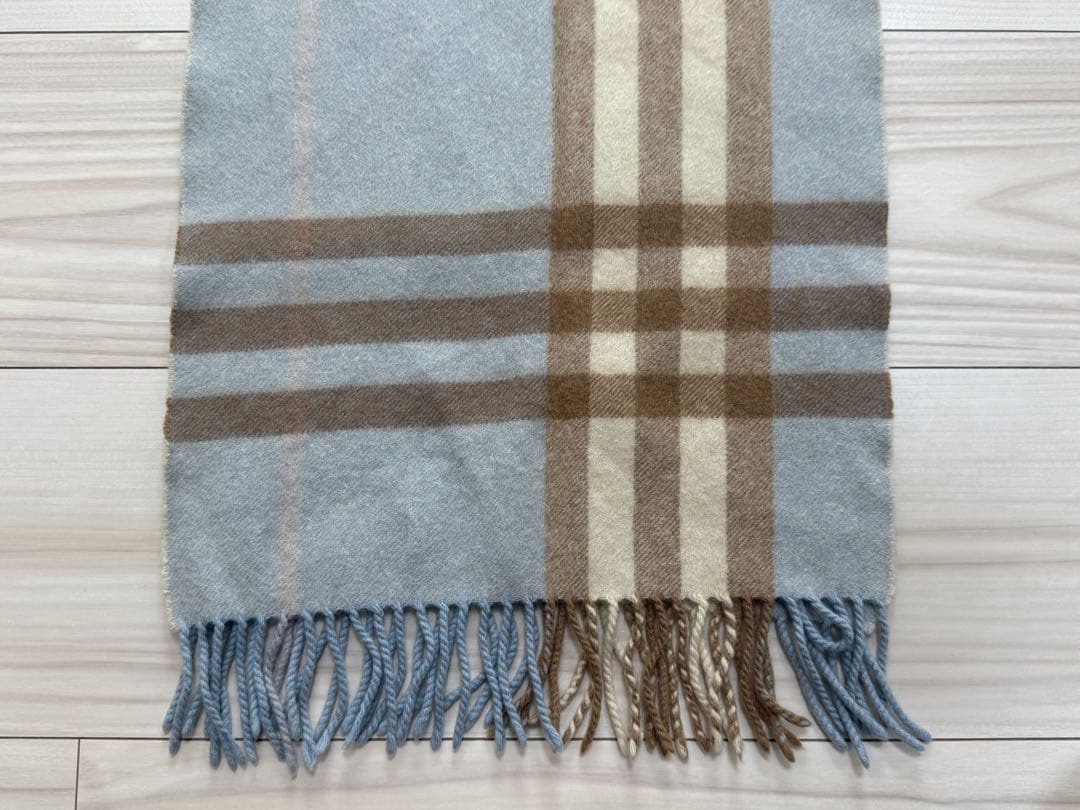 バーバリー　BURBERRY カシミヤ　マフラー　ブルー　チェック