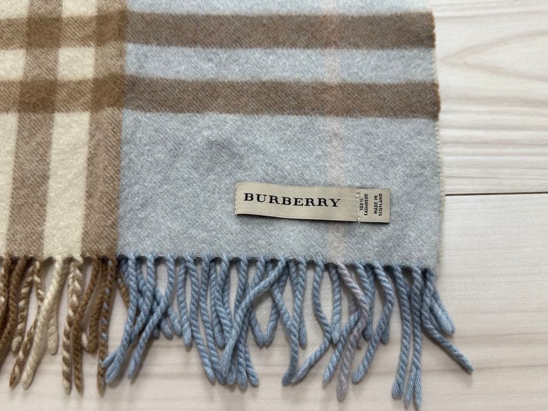 バーバリー　BURBERRY カシミヤ　マフラー　ブルー　チェック