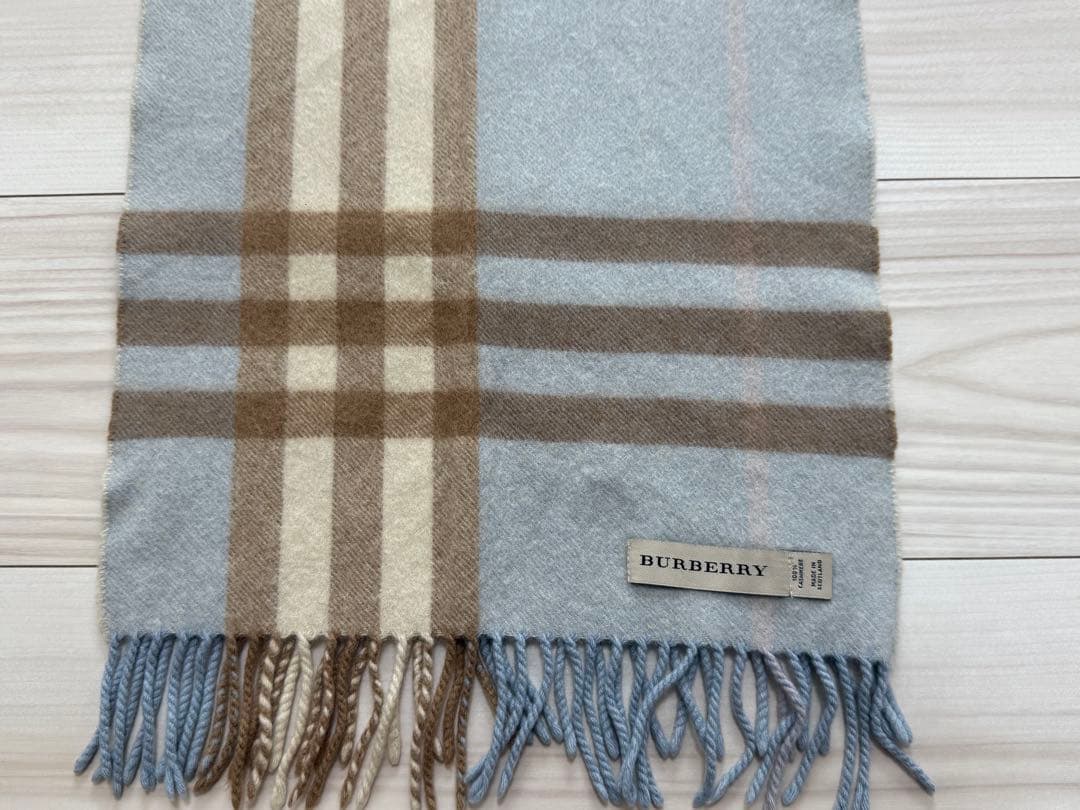 バーバリー　BURBERRY カシミヤ　マフラー　ブルー　チェック