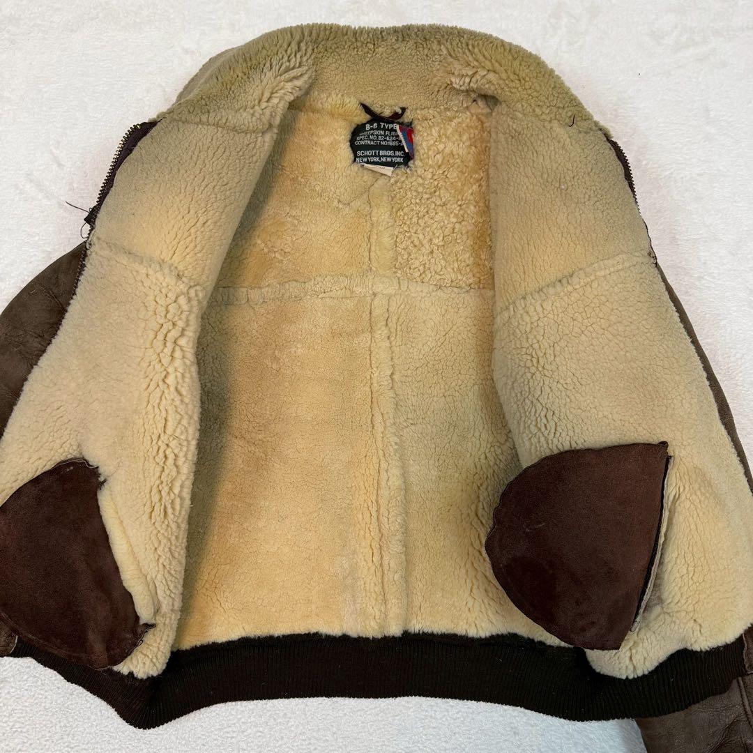 SIZE40 SCHOTT B-6 ムートン USA製 肉厚 極暖 羊革 ボア