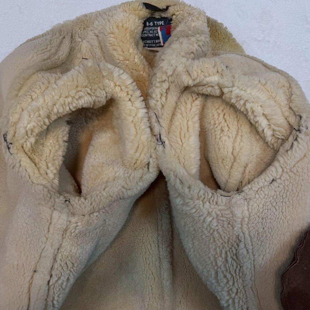 SIZE40 SCHOTT B-6 ムートン USA製 肉厚 極暖 羊革 ボア
